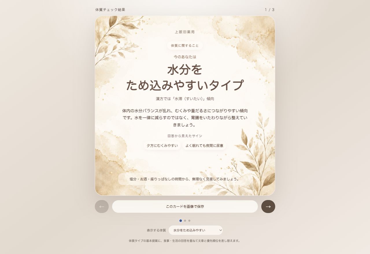 体質に関する結果画像の例